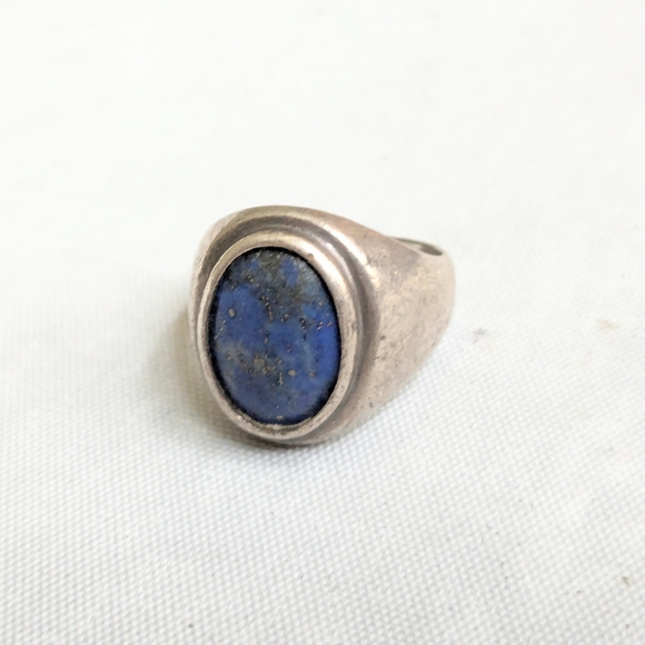 Other - Vintage Sterling Silver Ring Lapis Lazuli Oval Cabochon Size 8.25 Blue